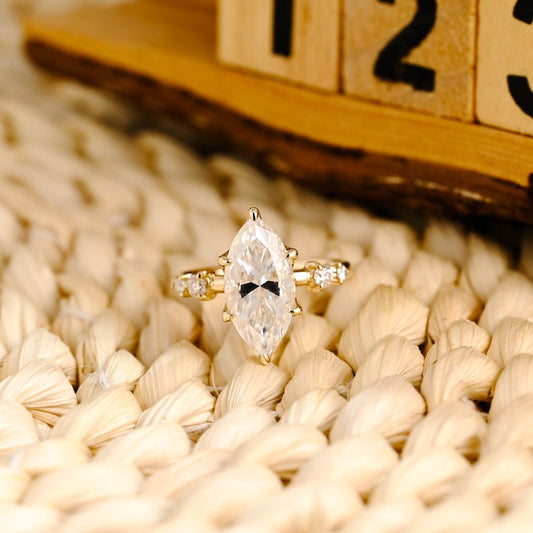 Marquise Cut Cluster Styled Lab Grown Diamond Engagement Ring