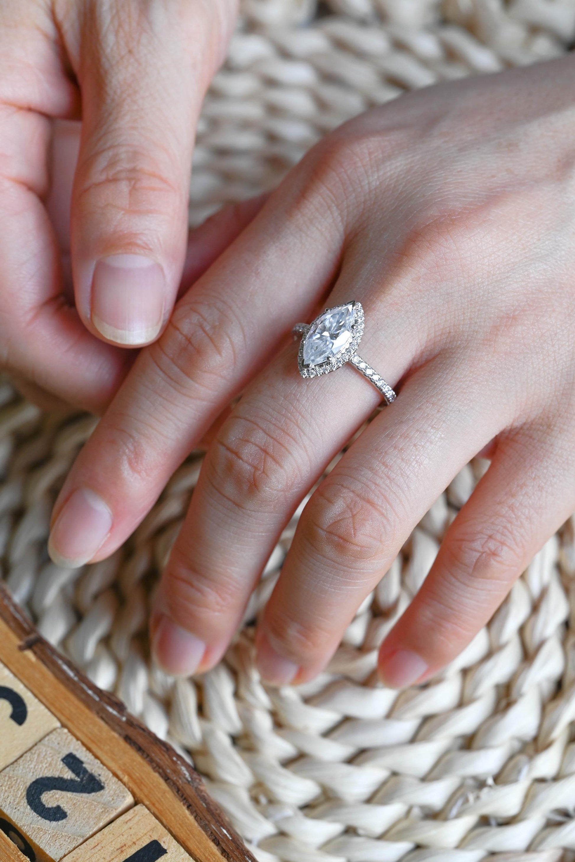 Marquise Cut Cluster Styled Lab Grown Diamond Engagement Ring