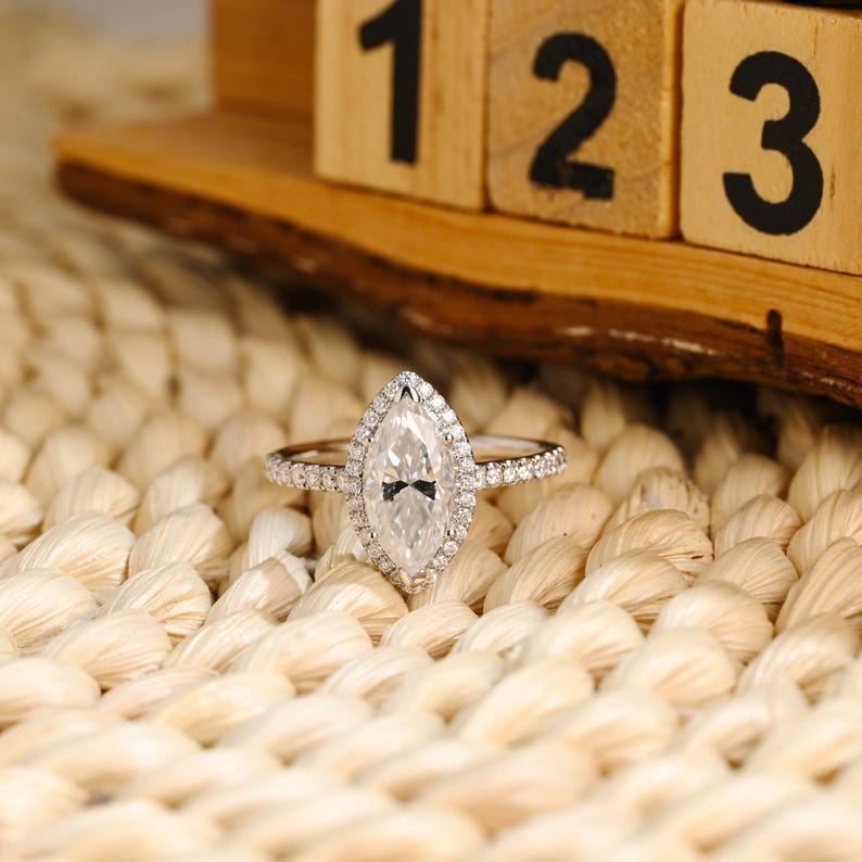 Marquise Cut Cluster Styled Lab Grown Diamond Engagement Ring