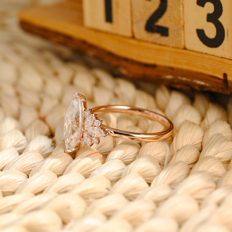 Marquise Cut Cluster Styled Lab Grown Diamond Engagement Ring