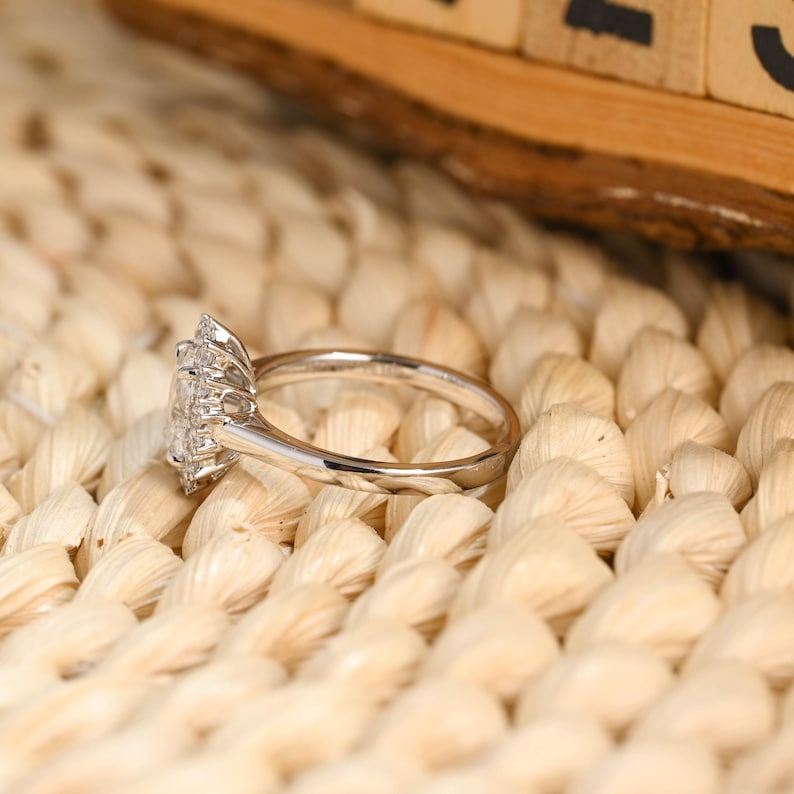 Marquise Cut Cluster Styled Lab Grown Diamond Engagement Ring
