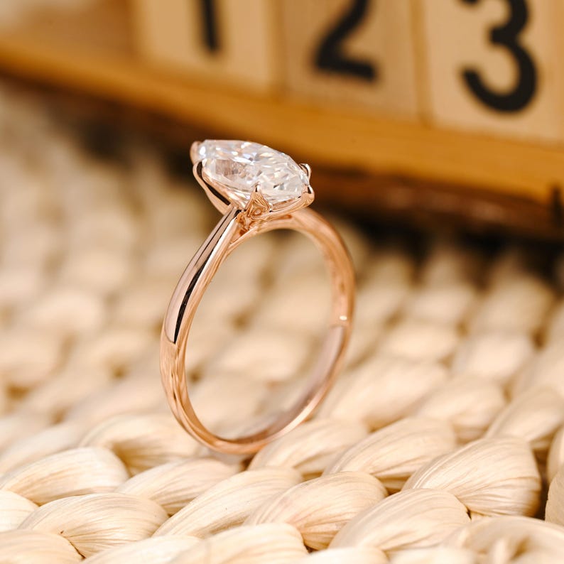 Marquise Cut Cluster Styled Lab Grown Diamond Engagement Ring