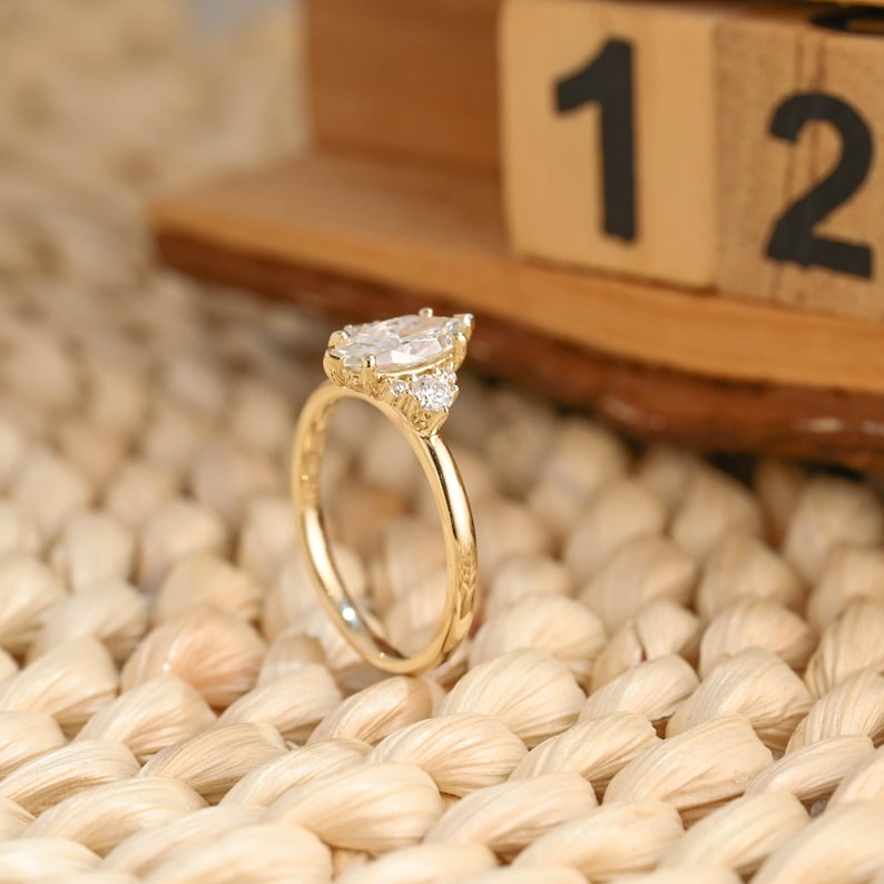 Marquise Cut Cluster Styled Lab Grown Diamond Engagement Ring
