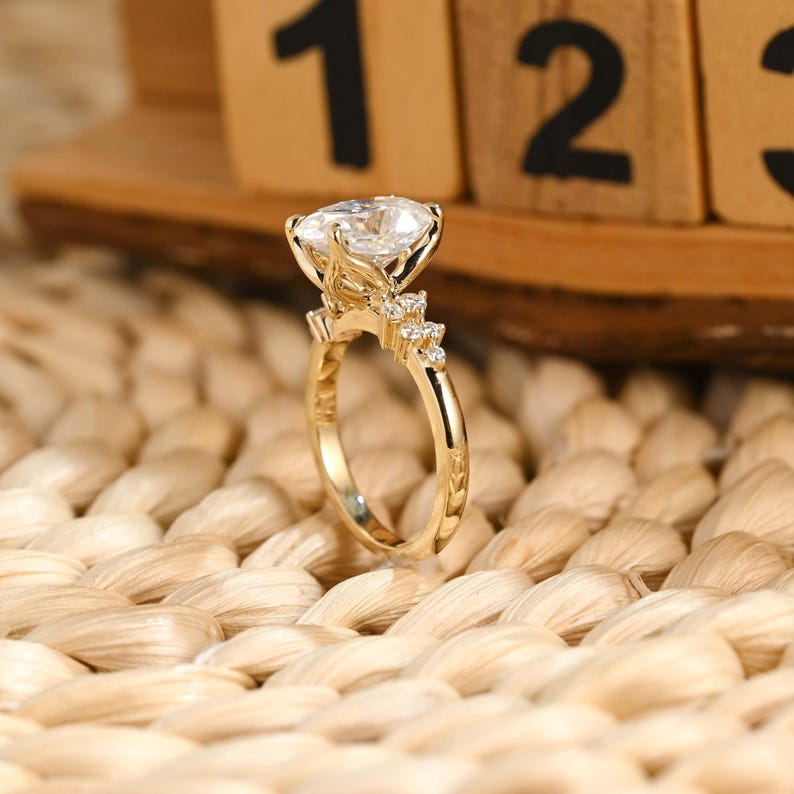 Marquise Cut Cluster Styled Lab Grown Diamond Engagement Ring