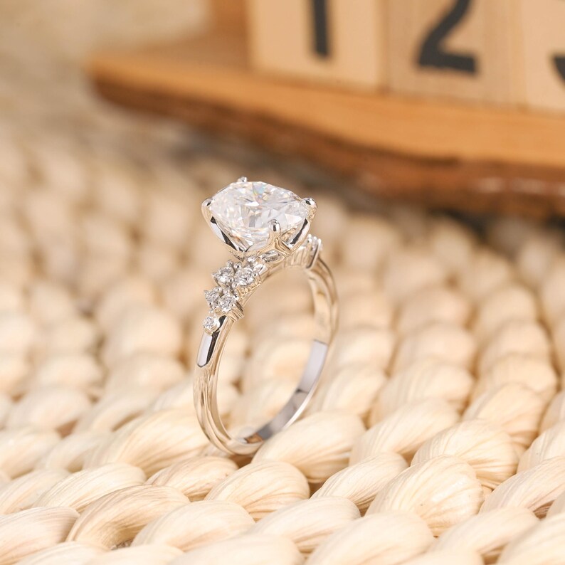 Marquise Cut Cluster Styled Lab Grown Diamond Engagement Ring