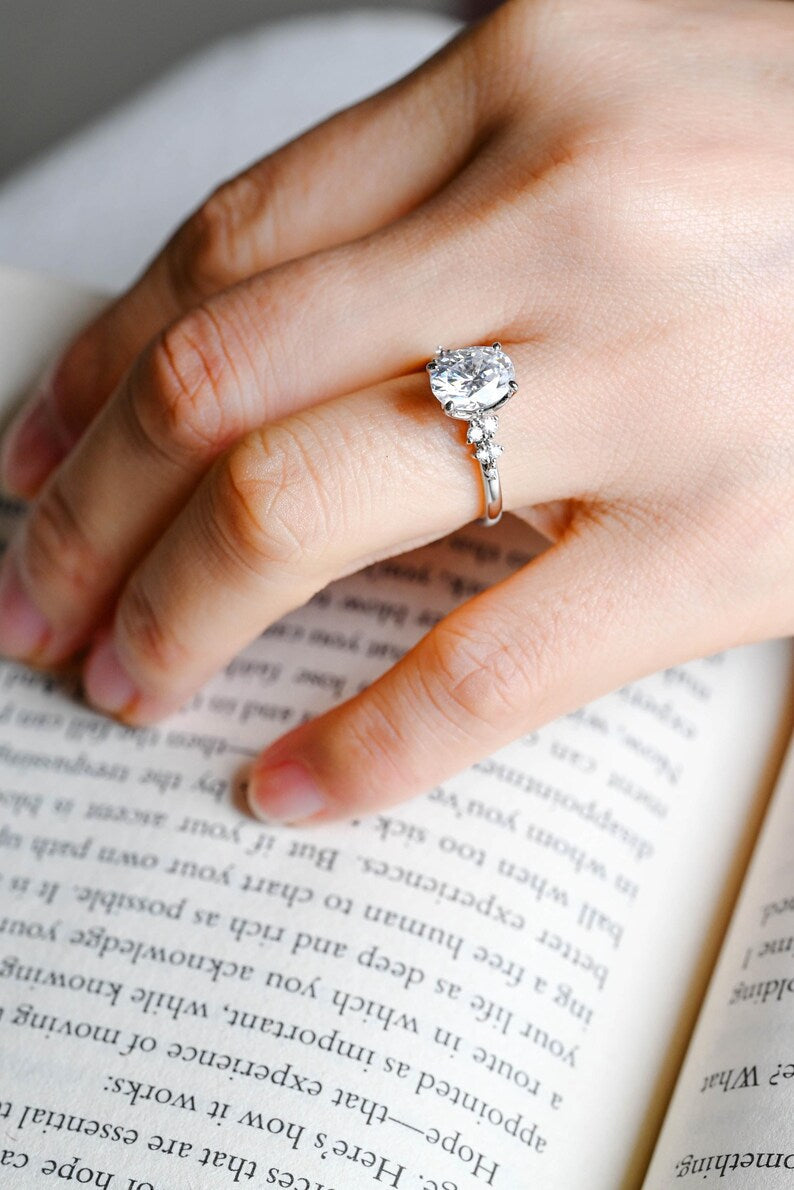 Marquise Cut Cluster Styled Lab Grown Diamond Engagement Ring