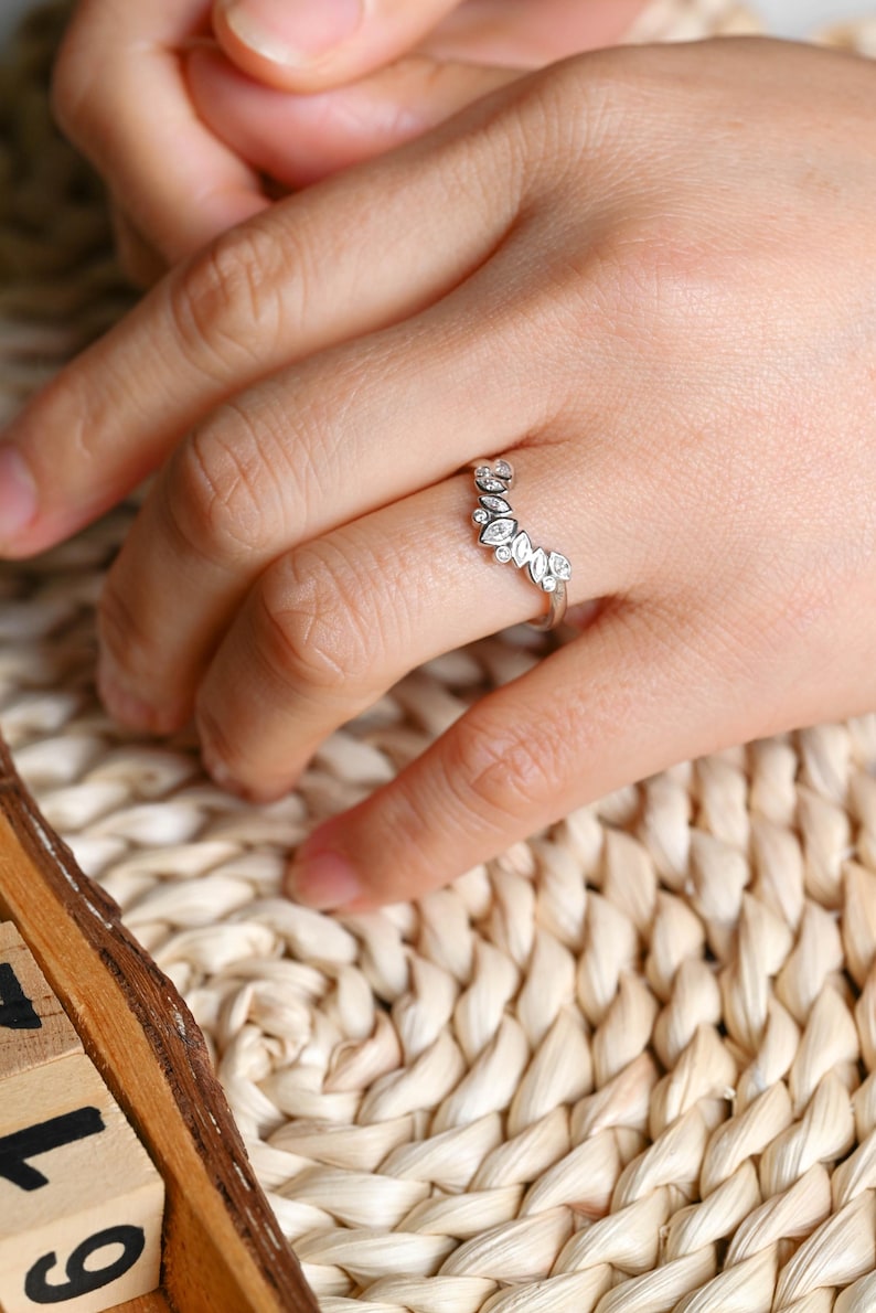Marquise Cut Cluster Styled Lab Grown Wedding Band