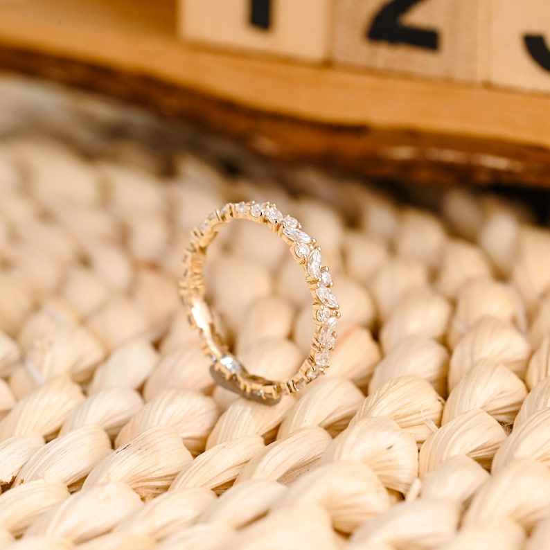 Marquise Cut Cluster Styled Lab Grown Wedding Band