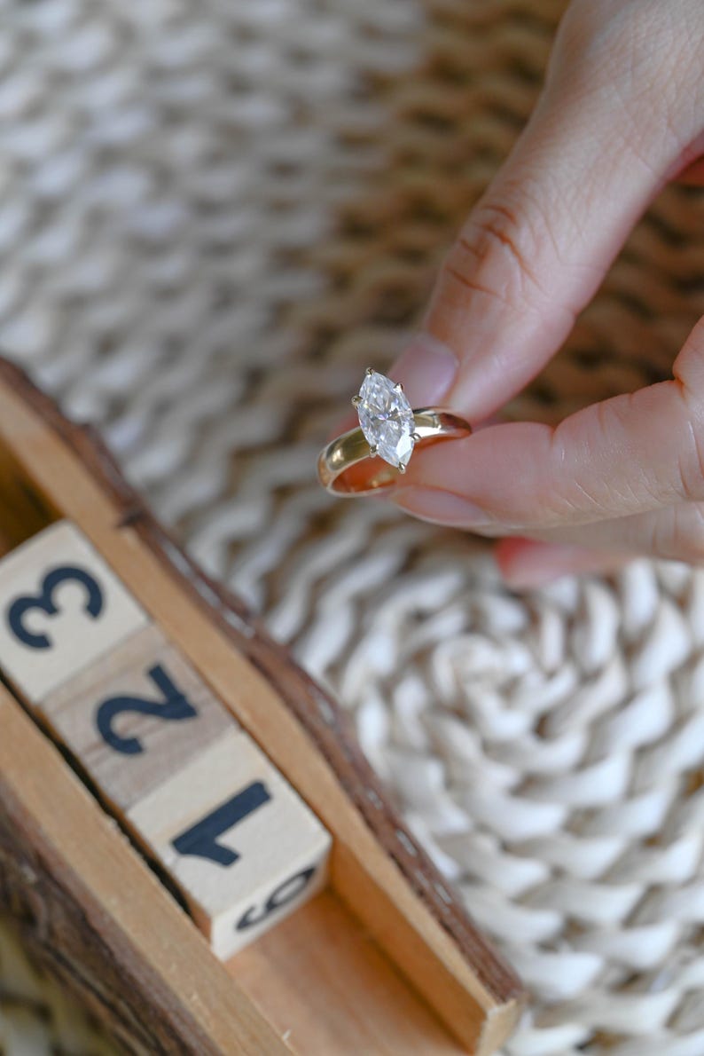 Marquise Cut Cluster Styled Lab Grown Diamond Engagement Ring