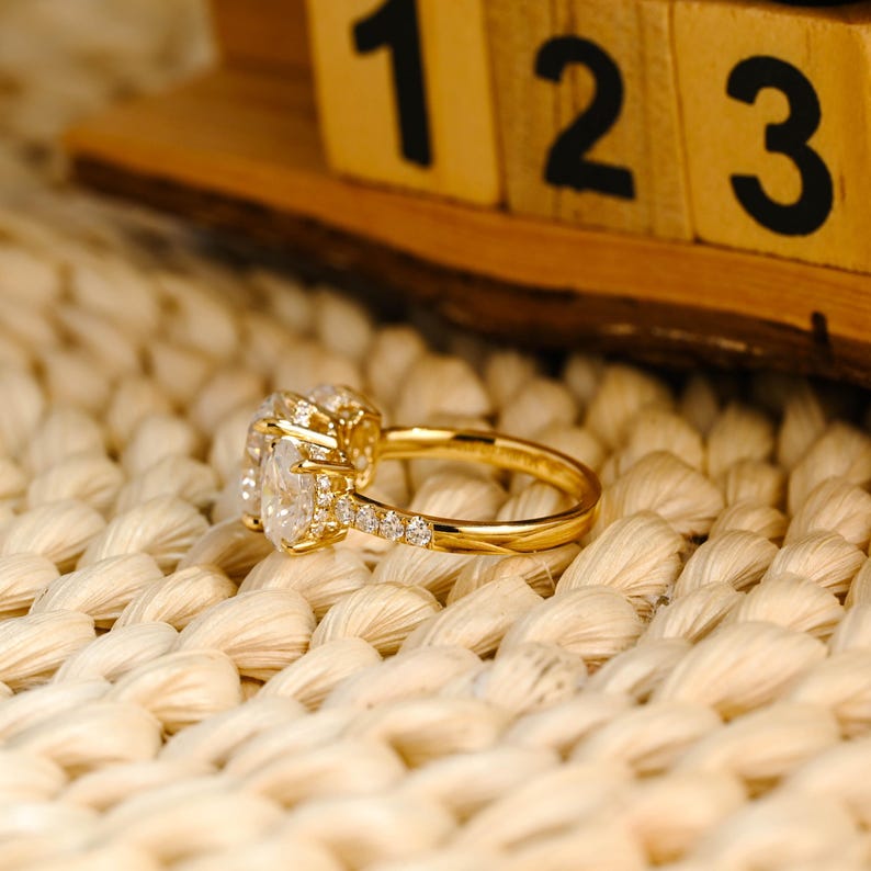 Marquise Cut Cluster Styled Lab Grown Diamond Engagement Ring