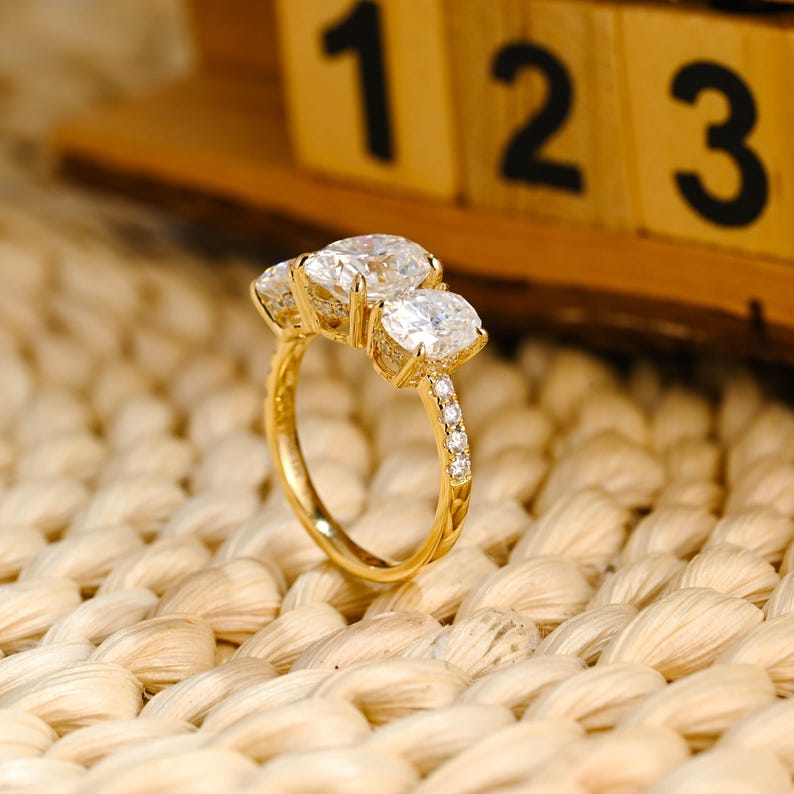 Marquise Cut Cluster Styled Lab Grown Diamond Engagement Ring