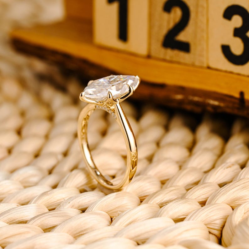 Marquise Cut Cluster Styled Lab Grown Diamond Engagement Ring