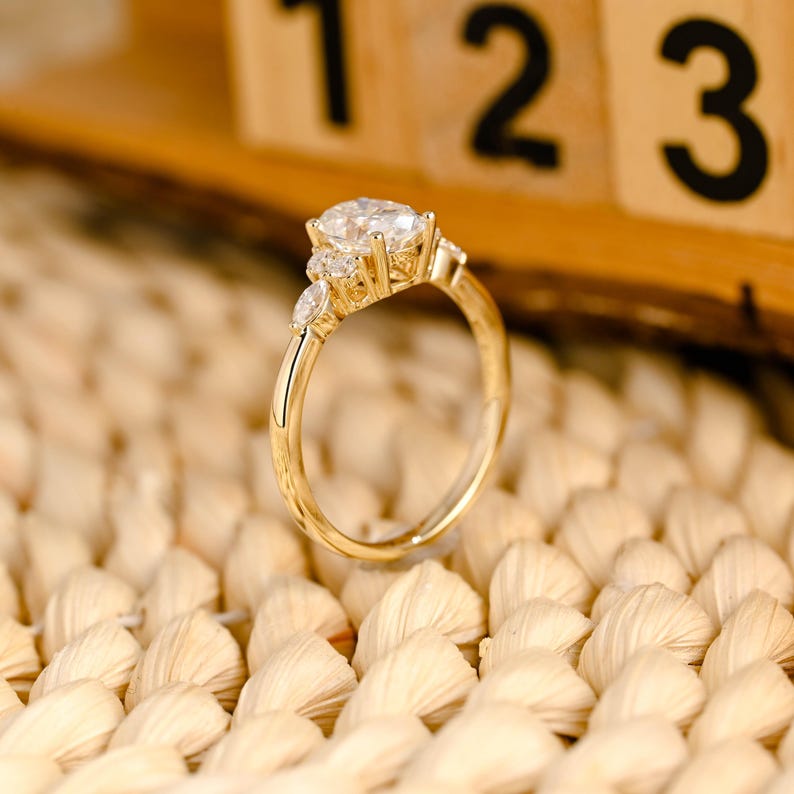 Marquise Cut Cluster Styled Lab Grown Diamond Engagement Ring