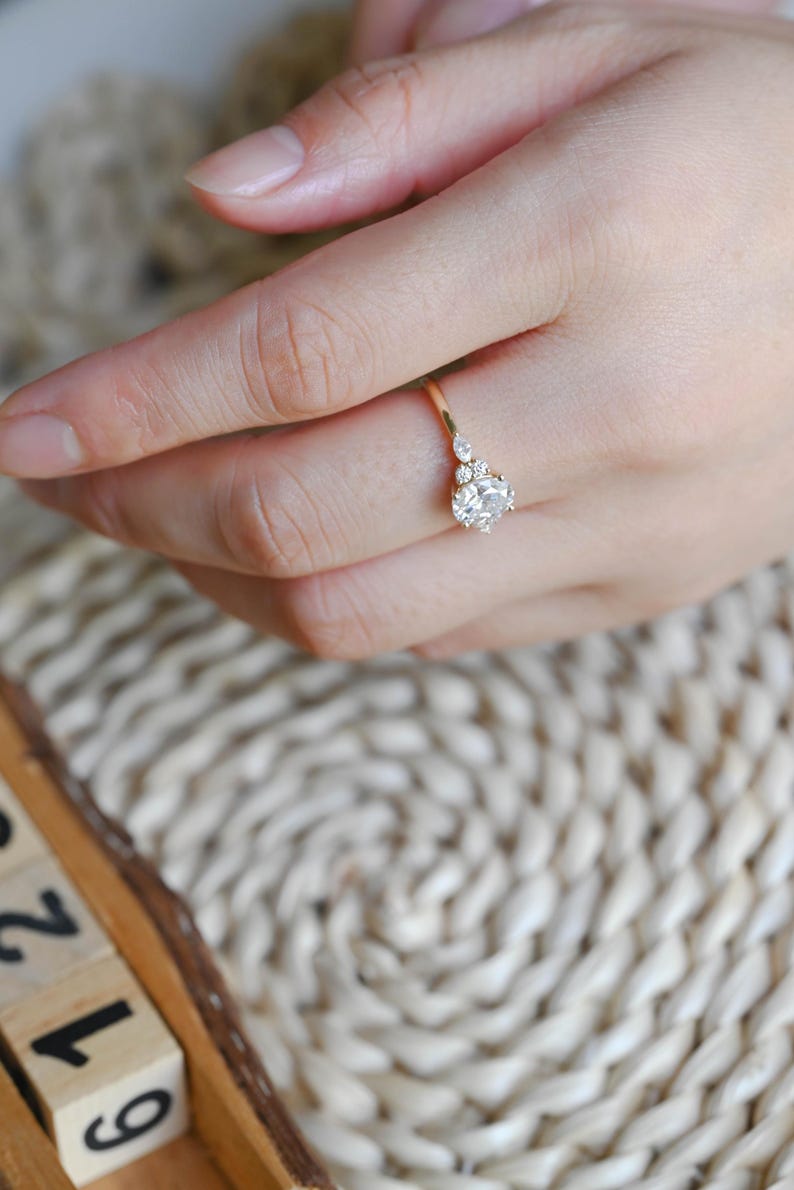 Marquise Cut Cluster Styled Lab Grown Diamond Engagement Ring