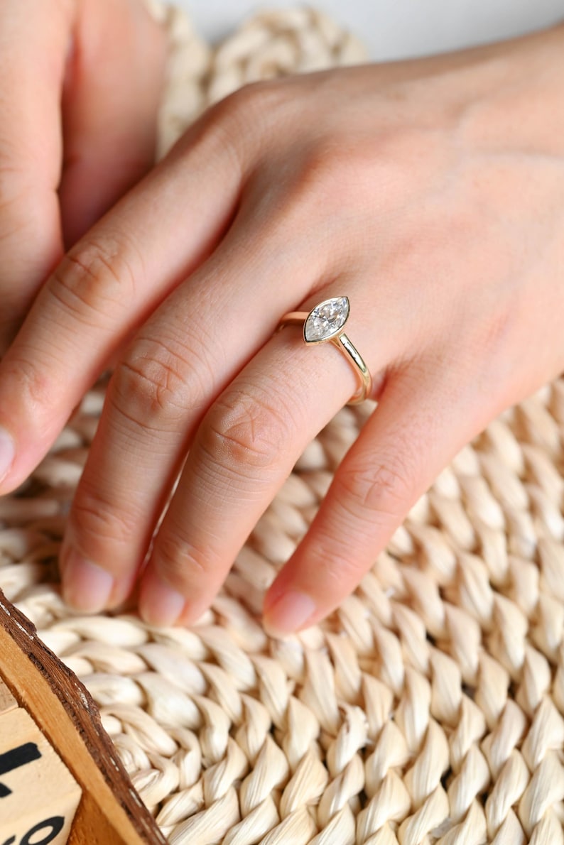 Marquise Cut Cluster Styled Lab Grown Diamond Engagement Ring