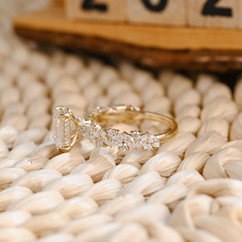 Marquise Cut Cluster Styled Lab Grown Diamond Engagement Ring