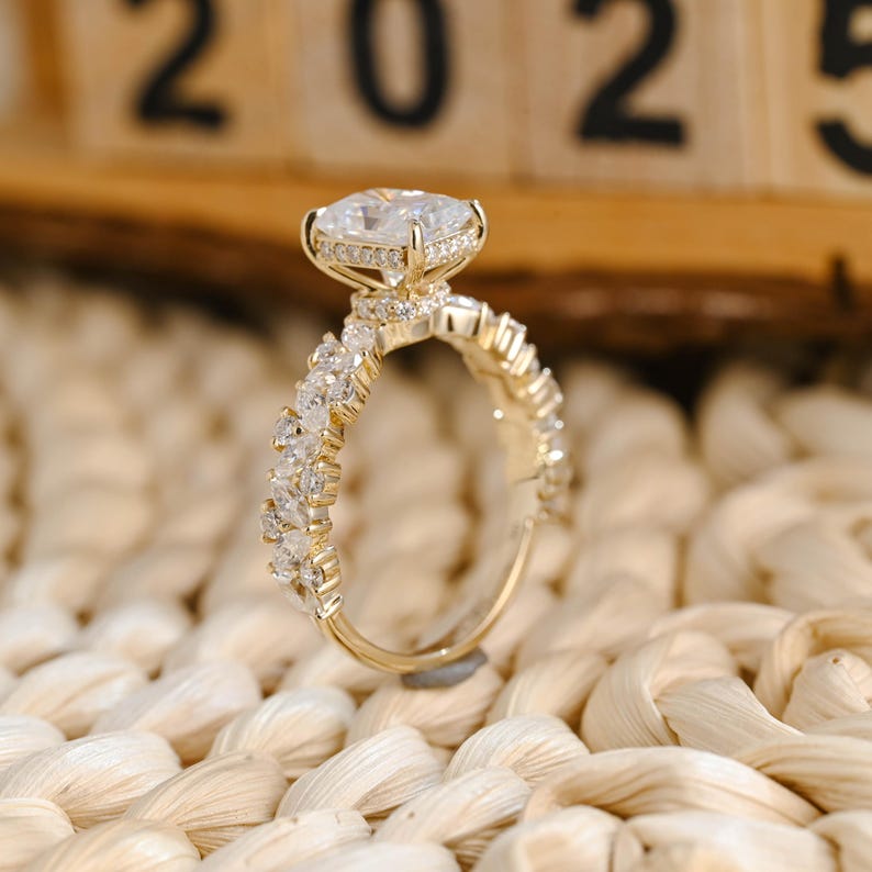 Marquise Cut Cluster Styled Lab Grown Diamond Engagement Ring