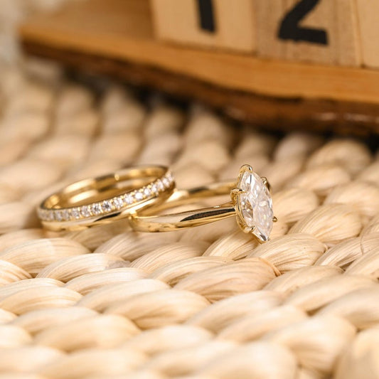 Marquise Cut Cluster Styled Lab Grown Diamond Bridal Ring Set