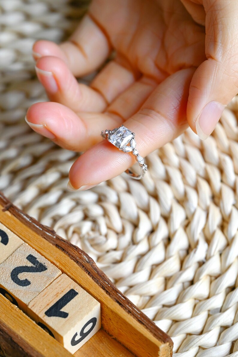 Marquise Cut Cluster Styled Lab Grown Diamond Engagement Ring