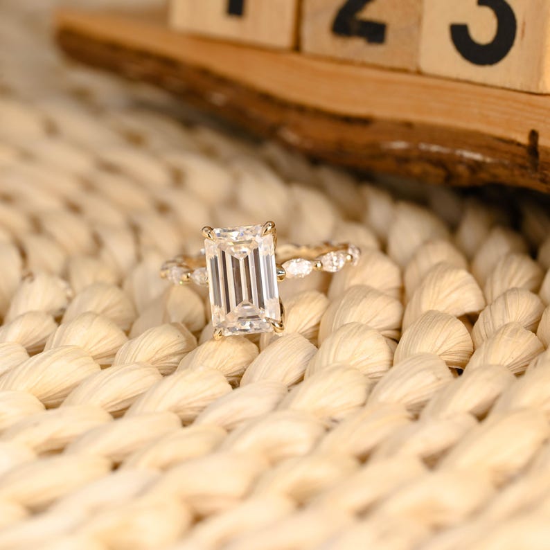 Marquise Cut Cluster Styled Lab Grown Diamond Engagement Ring