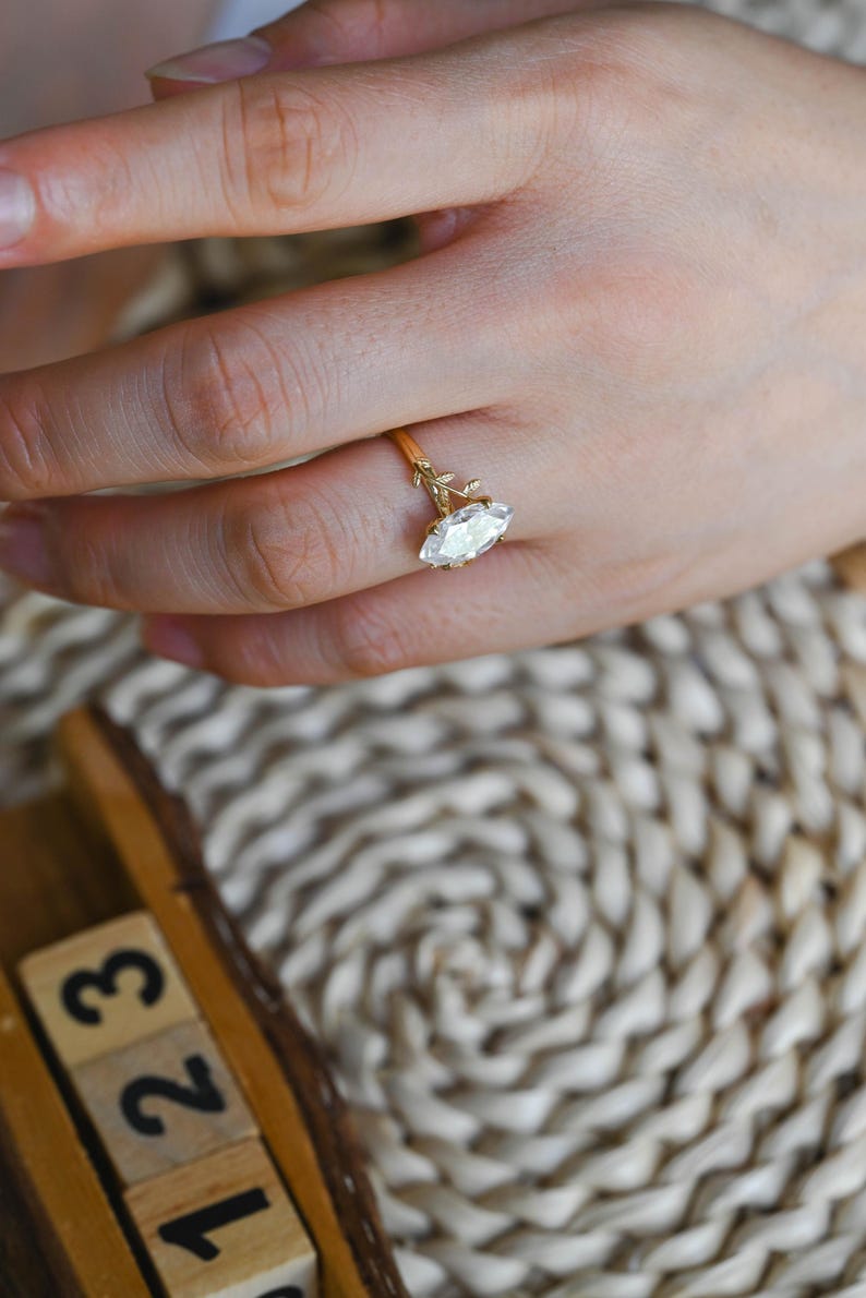 Marquise Cut Cluster Styled Lab Grown Diamond Engagement Ring