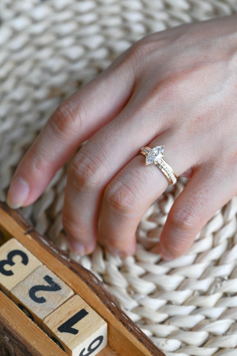 Marquise Cut Cluster Styled Lab Grown Diamond Engagement Ring