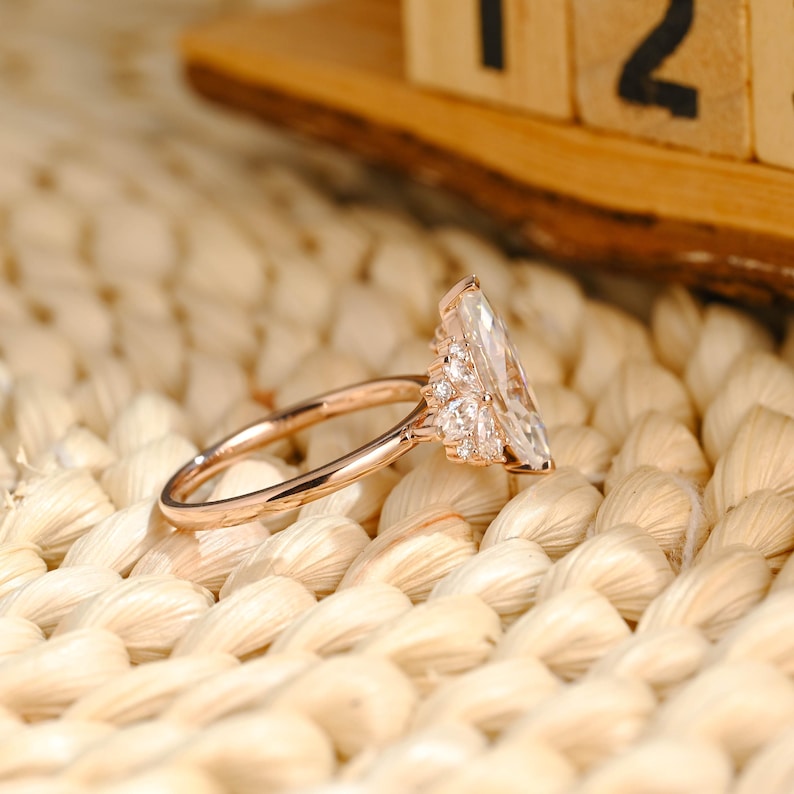 Marquise Cut Cluster Styled Lab Grown Diamond Engagement Ring