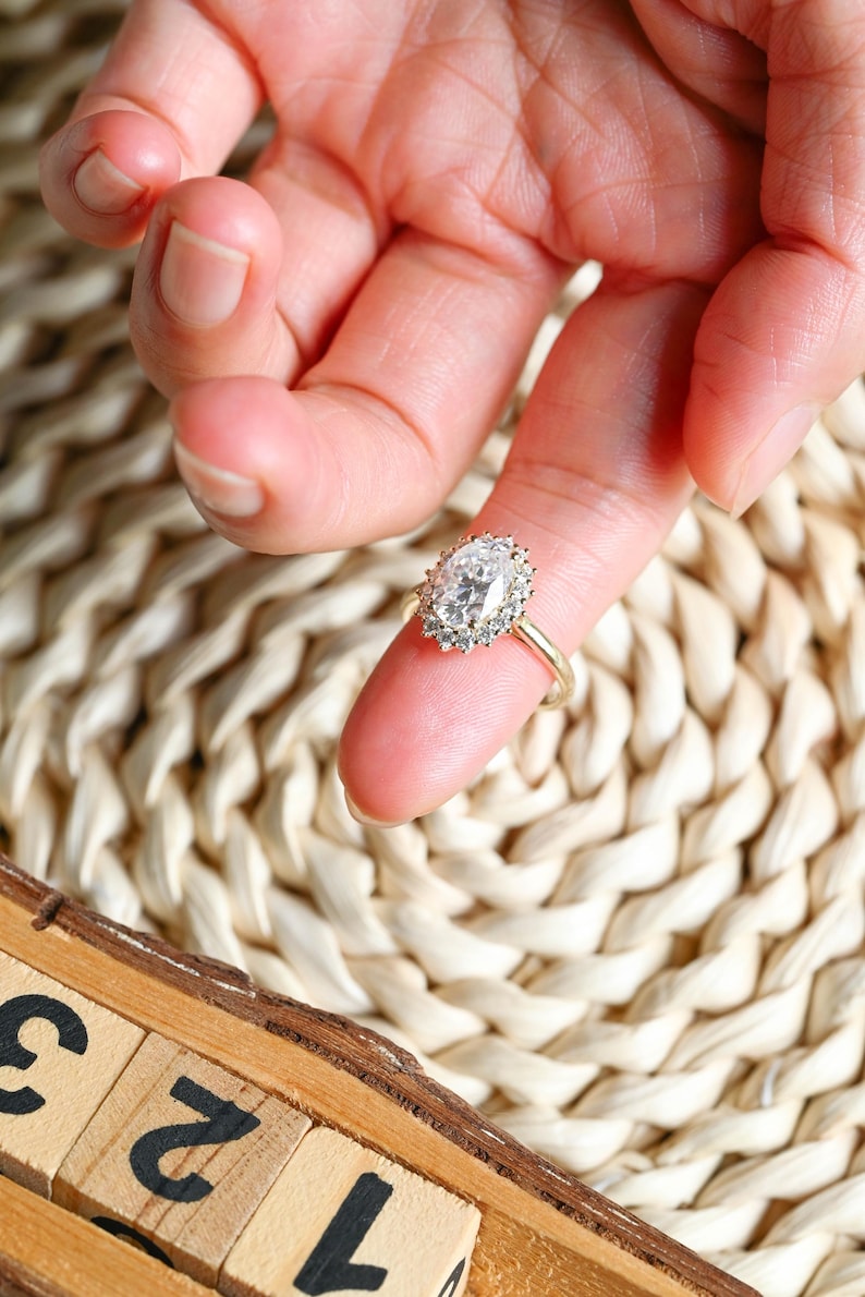 Marquise Cut Cluster Styled Lab Grown Diamond Engagement Ring