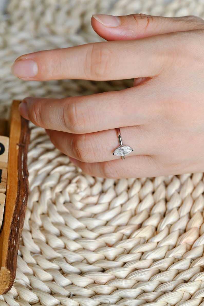 Marquise Cut Cluster Styled Lab Grown Diamond Engagement Ring
