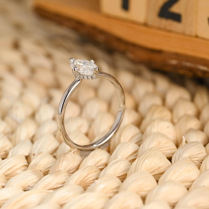 Marquise Cut Cluster Styled Lab Grown Diamond Engagement Ring