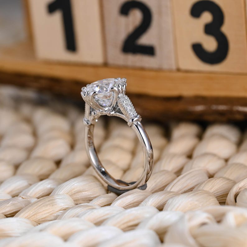 Marquise Cut Cluster Styled Lab Grown Diamond Engagement Ring