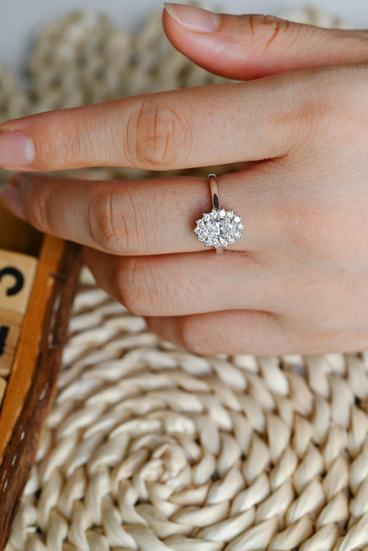 Marquise Cut Cluster Styled Lab Grown Diamond Engagement Ring