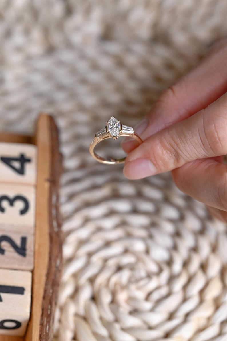 Marquise Cut Cluster Styled Lab Grown Diamond Engagement Ring