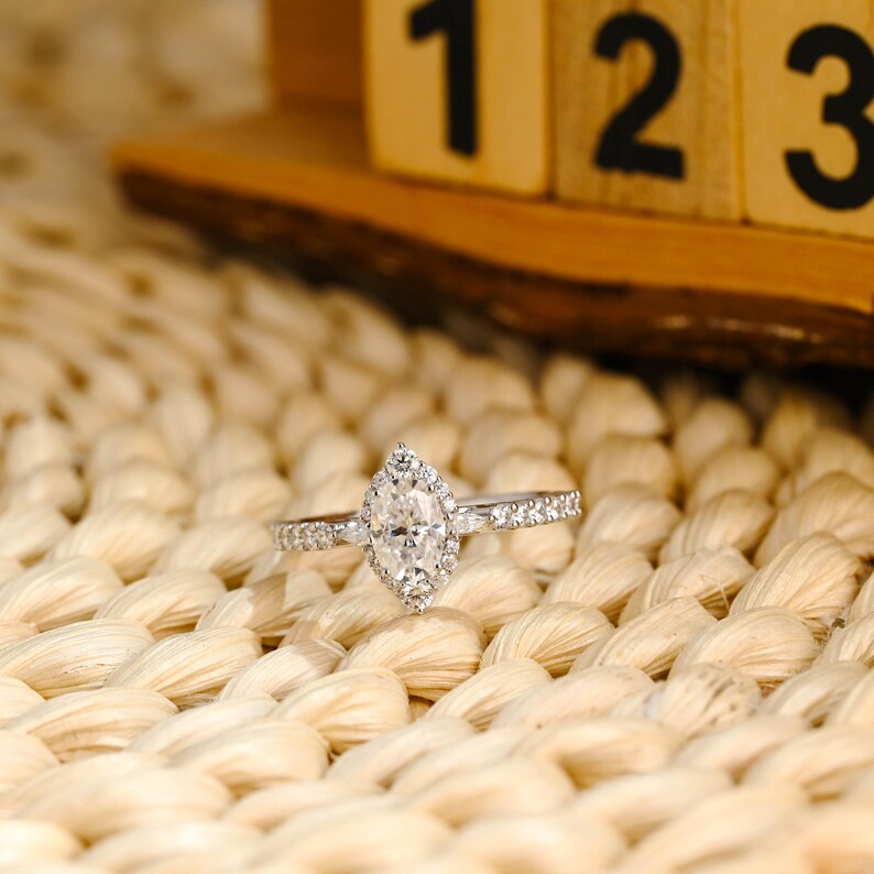 Marquise Cut Cluster Styled Lab Grown Diamond Engagement Ring