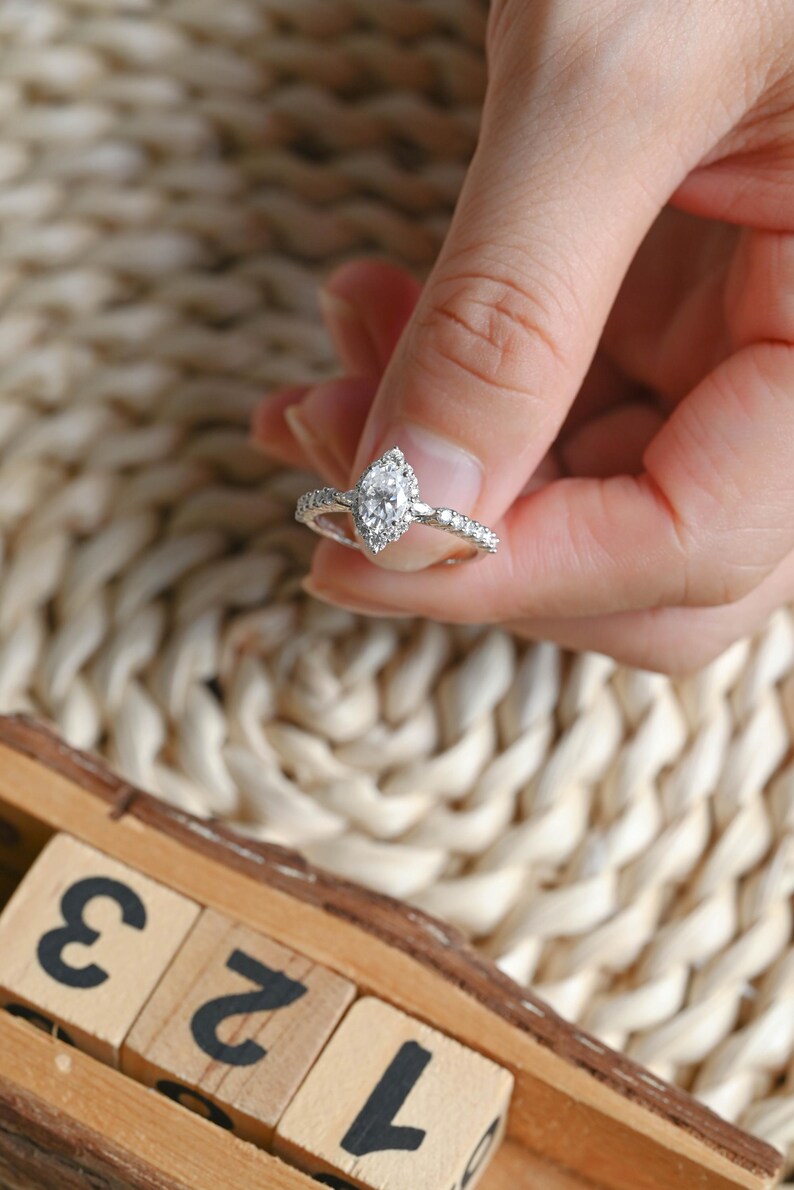 Marquise Cut Cluster Styled Lab Grown Diamond Engagement Ring