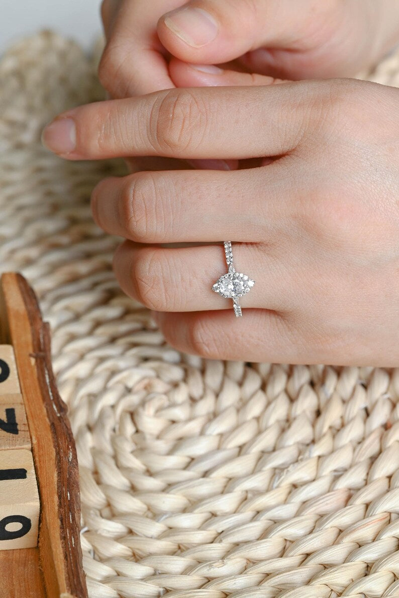 Marquise Cut Cluster Styled Lab Grown Diamond Engagement Ring