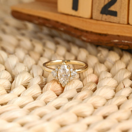 Marquise Cut Cluster Styled Lab Grown Diamond Engagement Ring