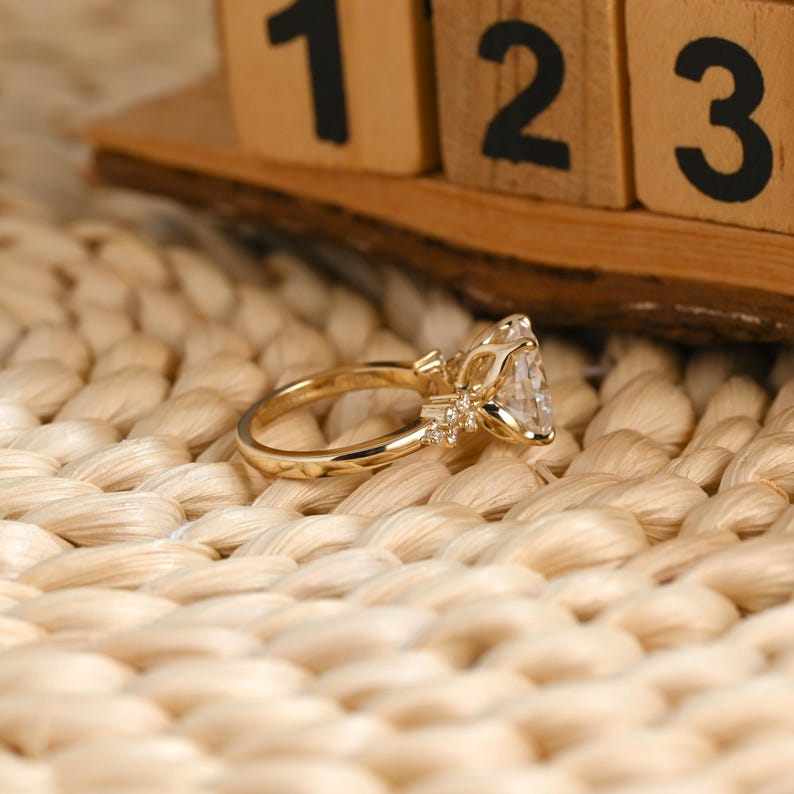 Marquise Cut Cluster Styled Lab Grown Diamond Engagement Ring