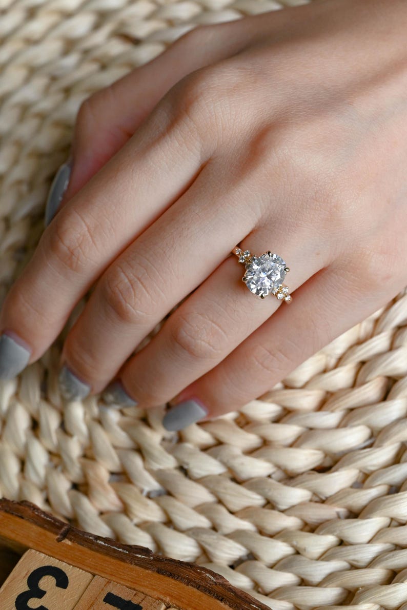 Marquise Cut Cluster Styled Lab Grown Diamond Engagement Ring