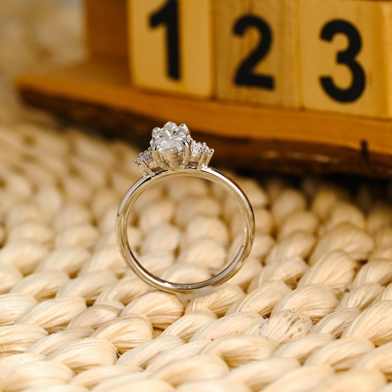 Marquise Cut Cluster Styled Lab Grown Diamond Engagement Ring