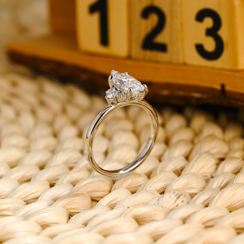 Marquise Cut Cluster Styled Lab Grown Diamond Engagement Ring