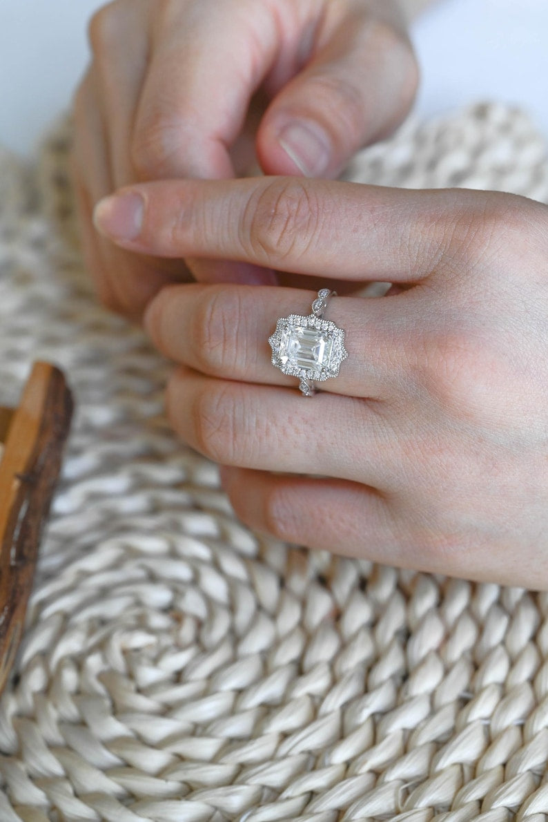 Marquise Cut Cluster Styled Lab Grown Diamond Engagement Ring