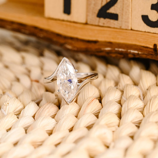 Marquise Cut Cluster Styled Lab Grown Diamond Engagement Ring
