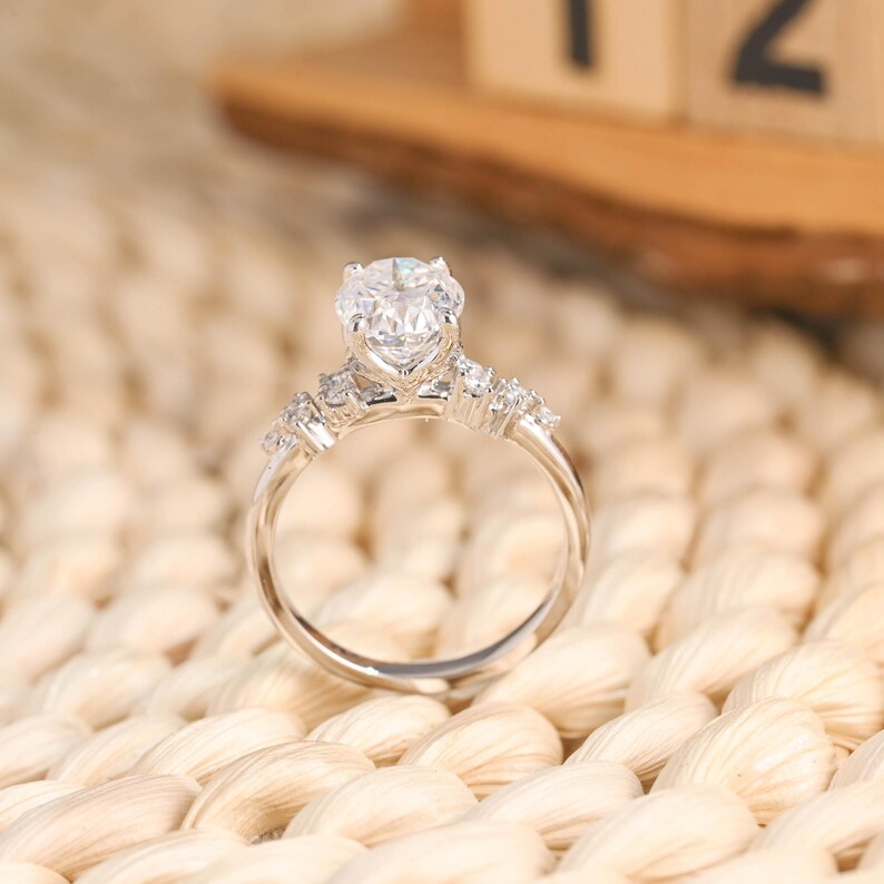 Marquise Cut Cluster Styled Lab Grown Diamond Engagement Ring