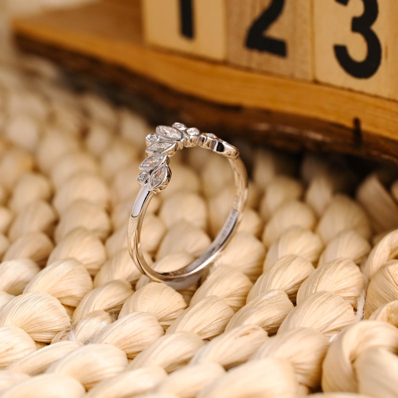 Marquise Cut Cluster Styled Lab Grown Wedding Band