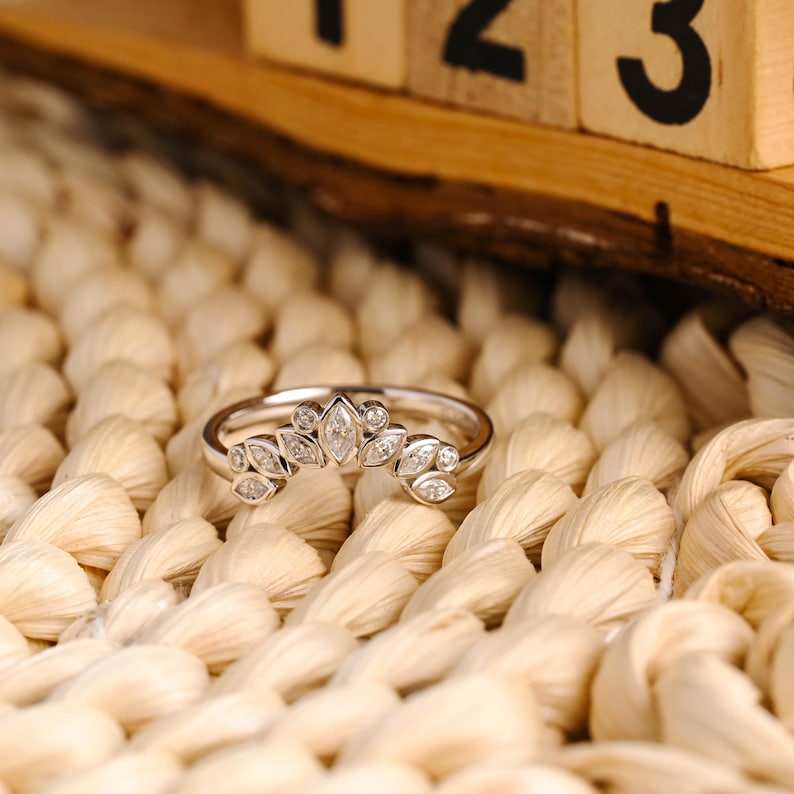 Marquise Cut Cluster Styled Lab Grown Wedding Band