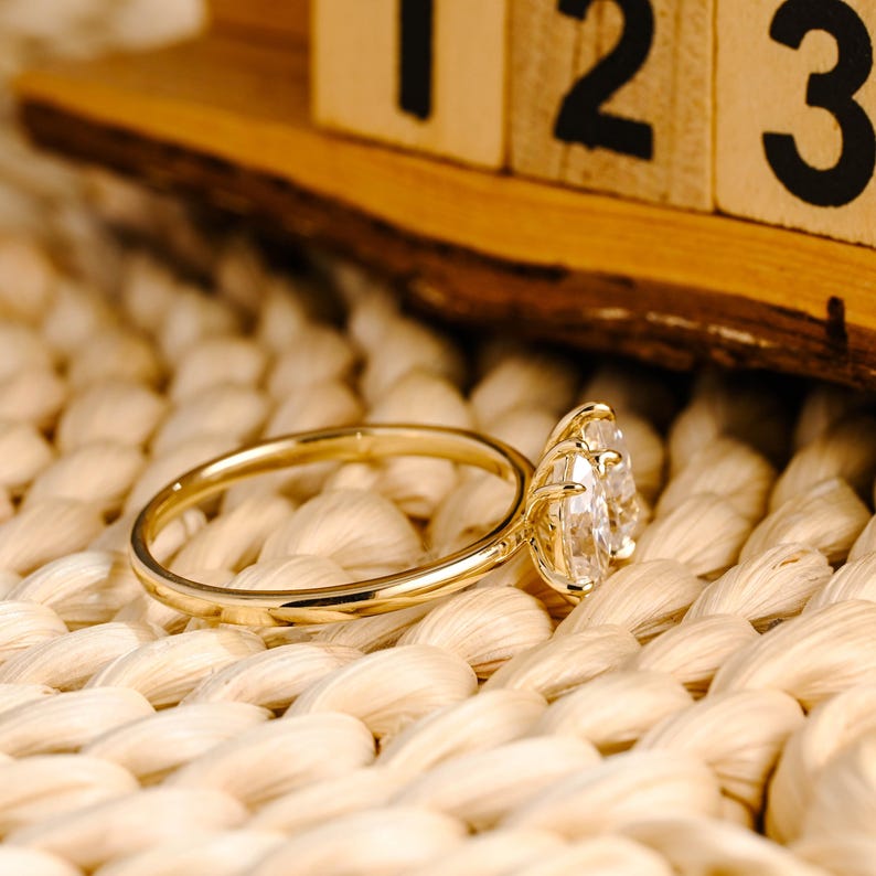Marquise Cut Cluster Styled Lab Grown Diamond Engagement Ring