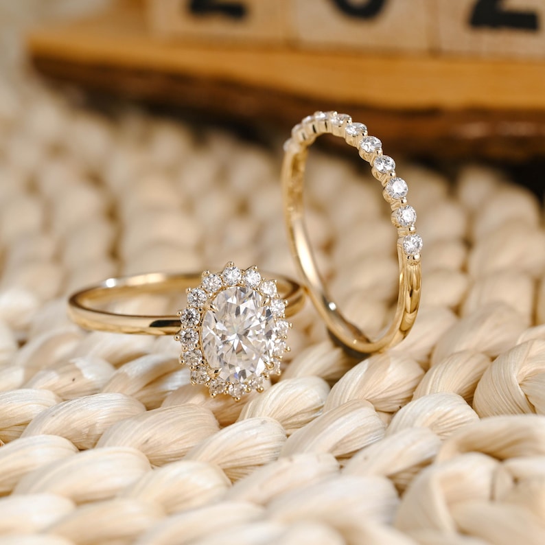 Marquise Cut Cluster Styled Lab Grown Diamond Bridal Ring Set
