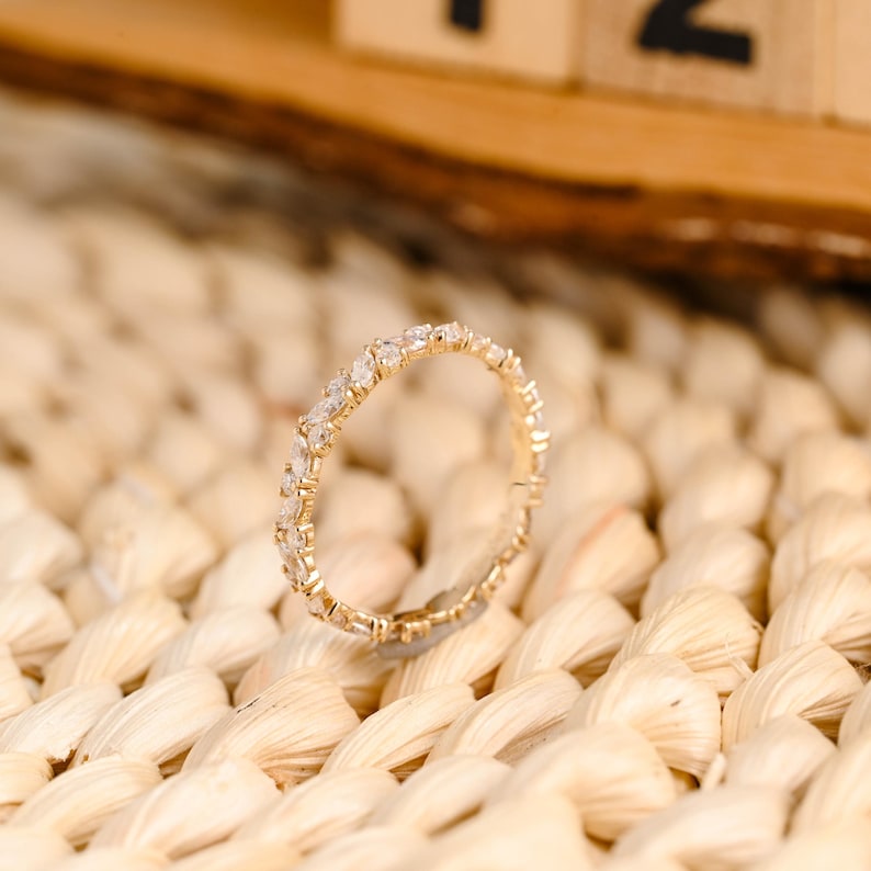 Marquise Cut Cluster Styled Lab Grown Wedding Band