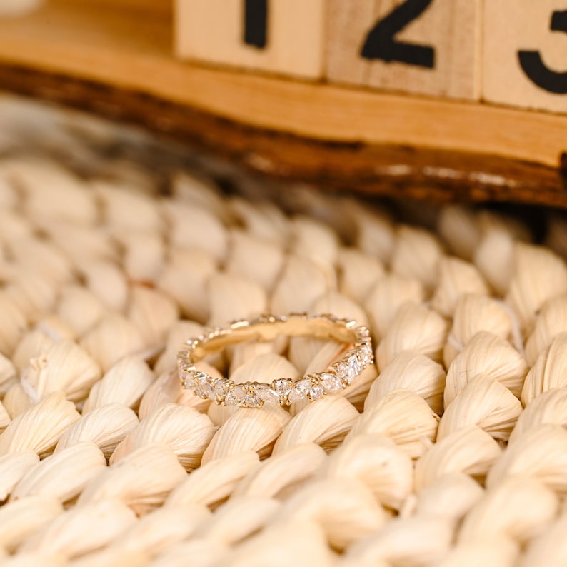 Marquise Cut Cluster Styled Lab Grown Wedding Band